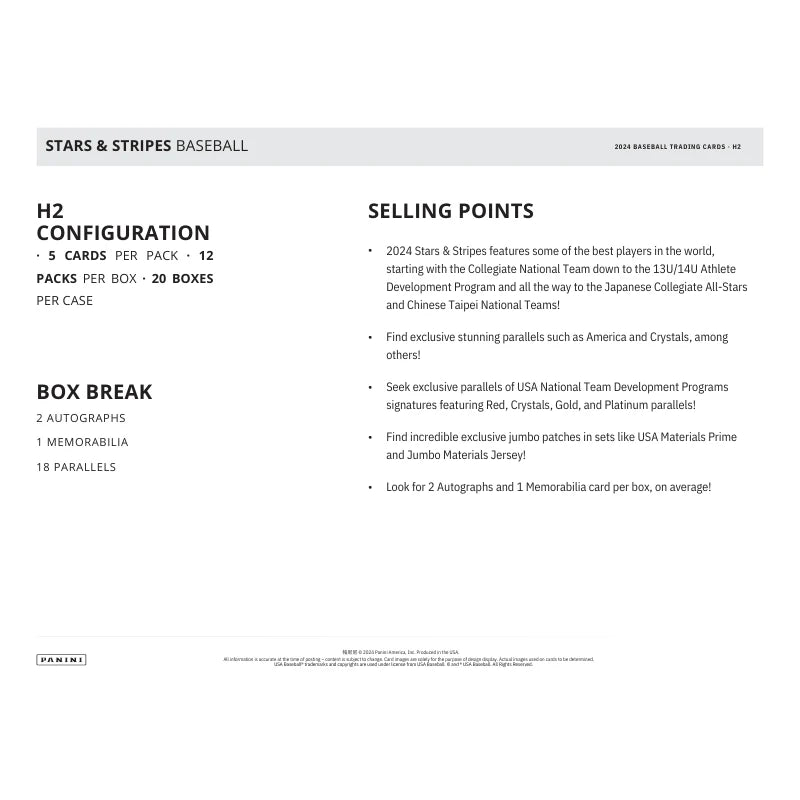 2024 Panini Stars and Stripes Baseball H2 Hybrid Box