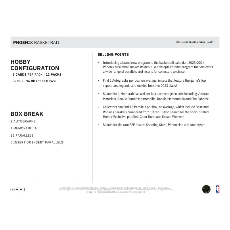 2023/24 Panini Phoenix Basketball Hobby Box