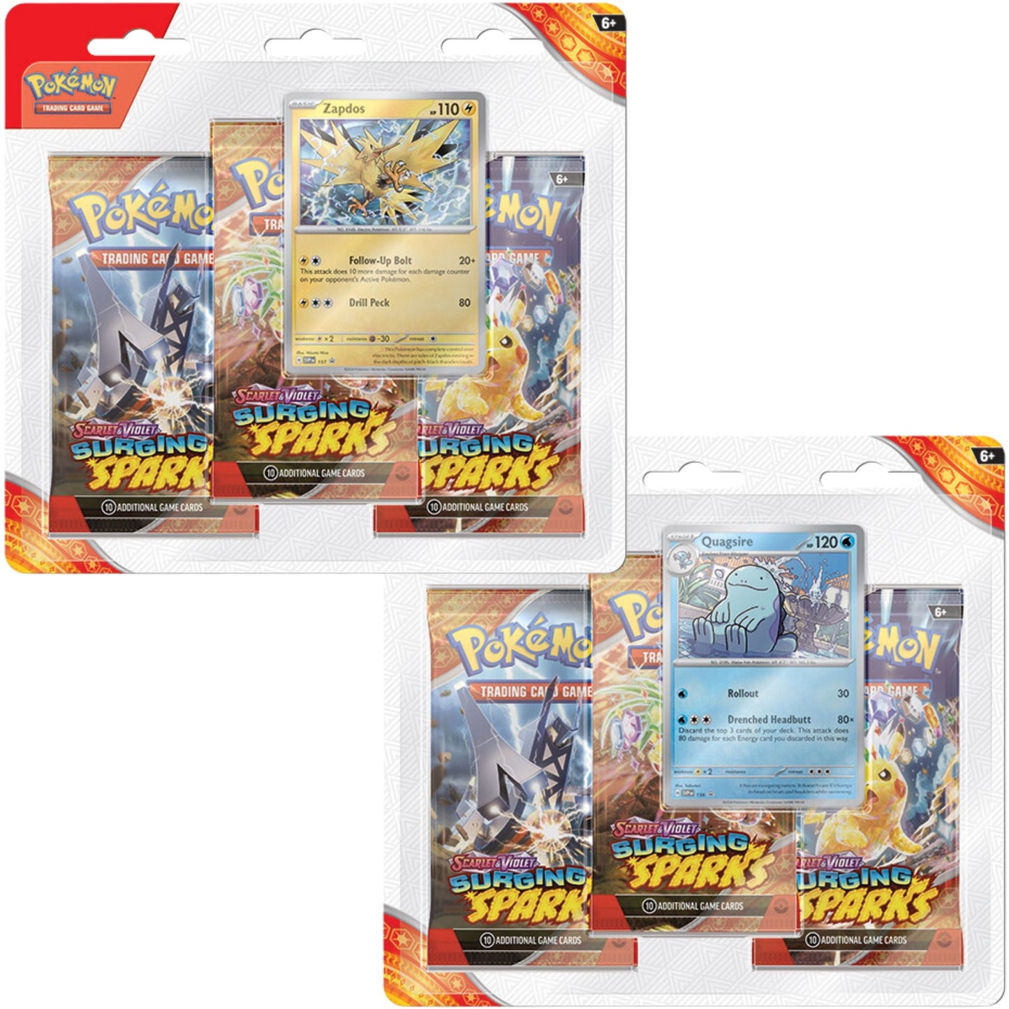 Poke-mon Scarlet & Violet Surging Sparks 3 Booster Pack Blister