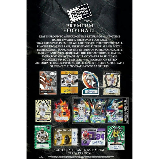 2024 Leaf Press Pass Premium Football Hobby Box