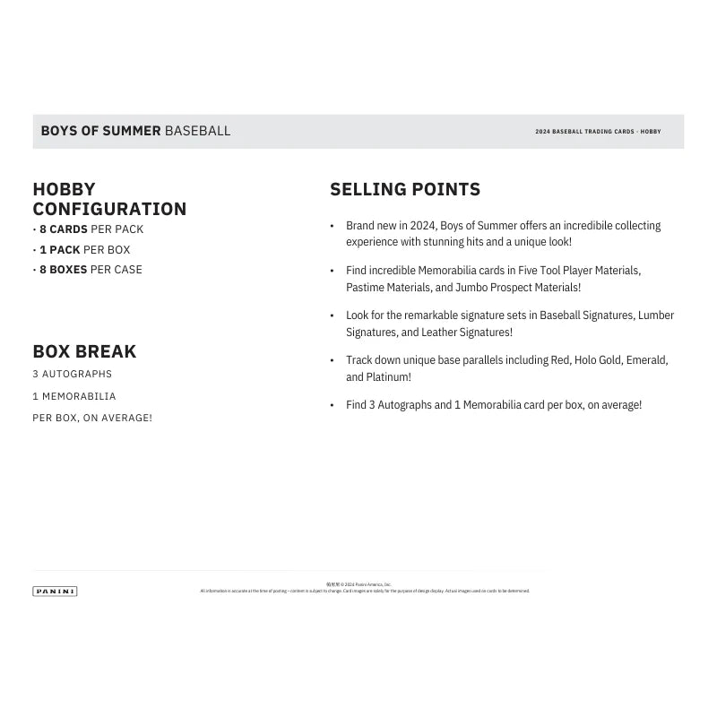 2024 Panini Boys of Summer Baseball Hobby Box