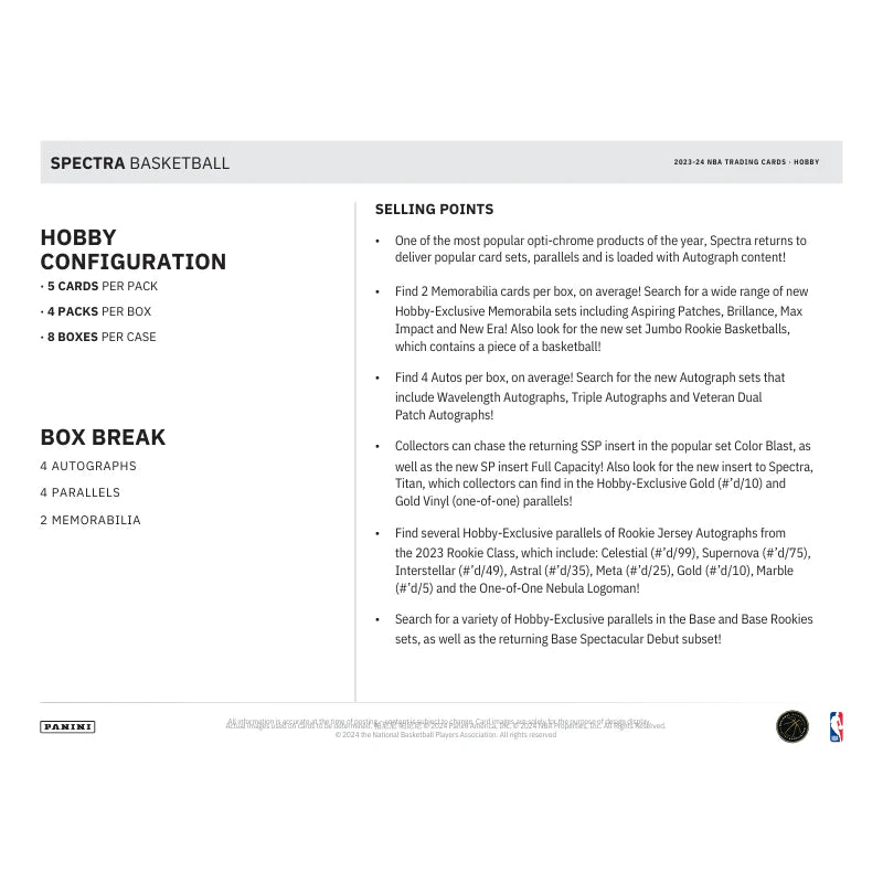 2023/24 Panini Spectra Basketball Hobby Box