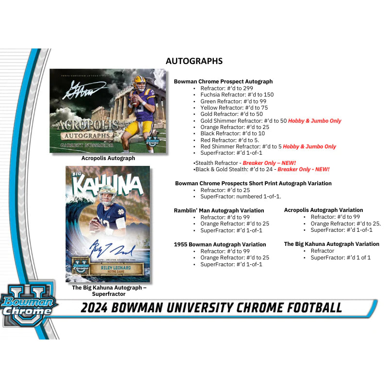 2024 Bowman University Chrome Football Jumbo Box