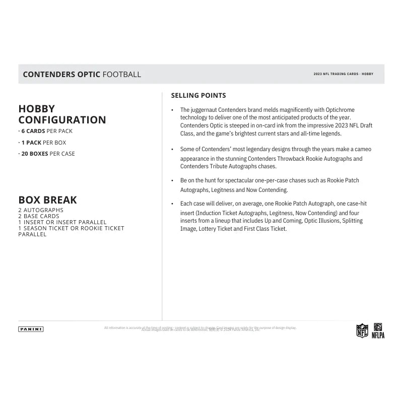 2023 Panini Contenders Optic Football Hobby Box