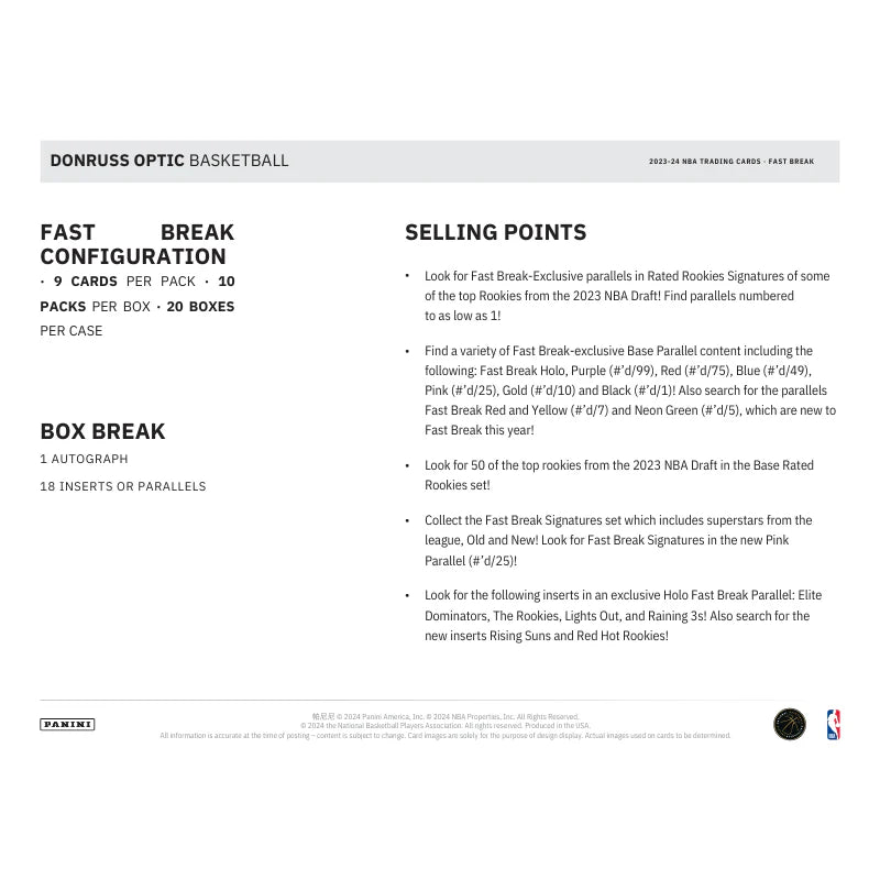 2023/24 Panini Donruss Optic Basketball Fast Break Box