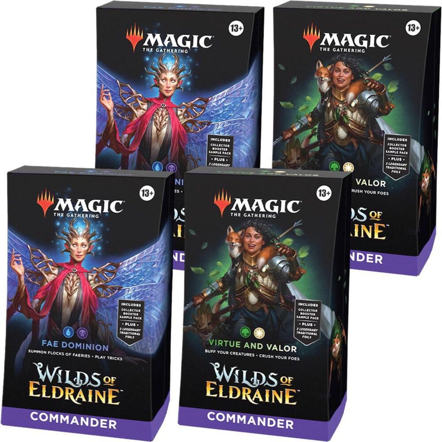 Magic The Gathering Wilds of Eldraine Commander Deck Display (4 Decks)