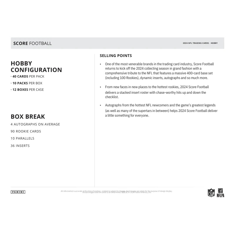 2024 Panini Score Football Hobby Box